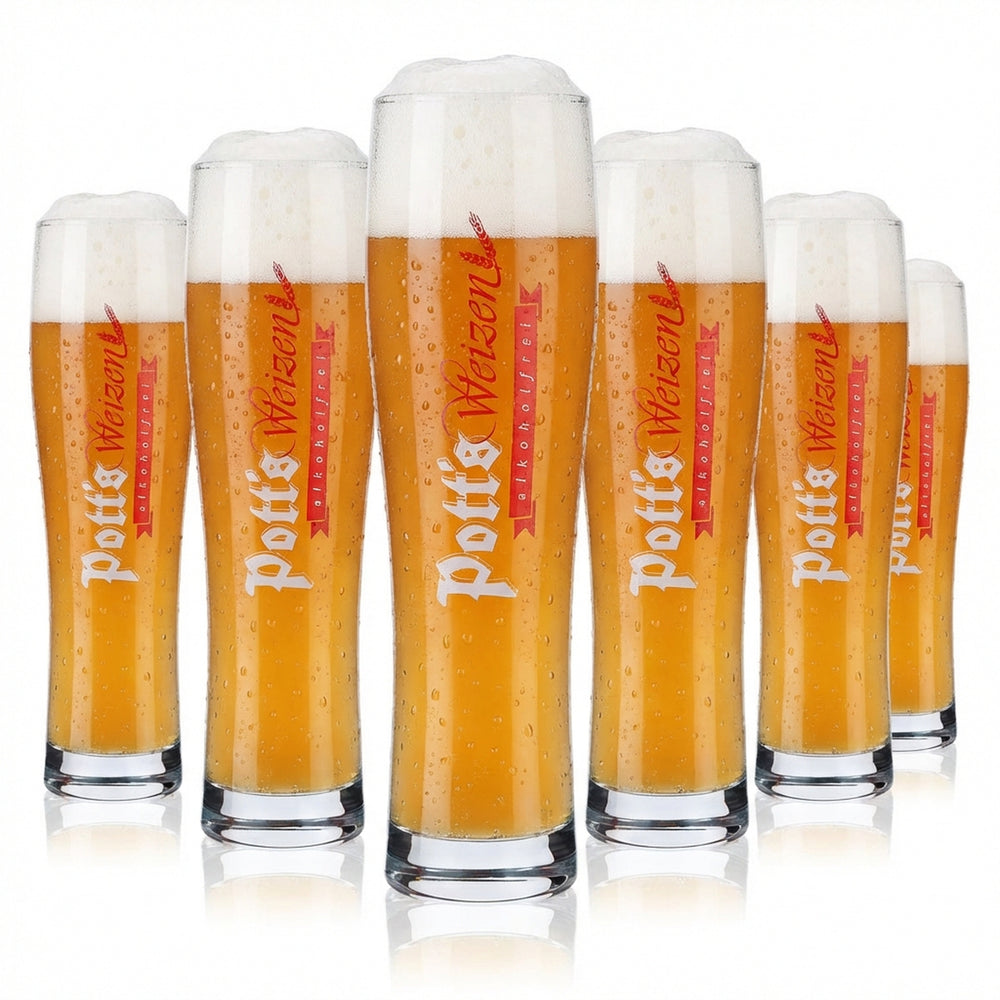 6x szklanka do piwa Potts 0,3 l Szklanka do piwa pszenicznego Szklanki do piwa bezalkoholowego
