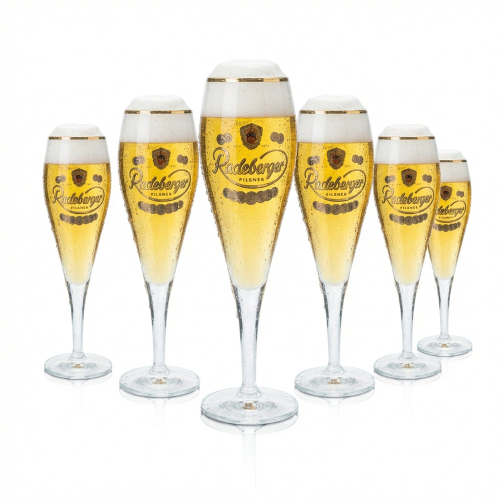 6x Radeberger szklanka do piwa 0.25l goblet tulipan miedziana obręcz szklanki pub pilzner