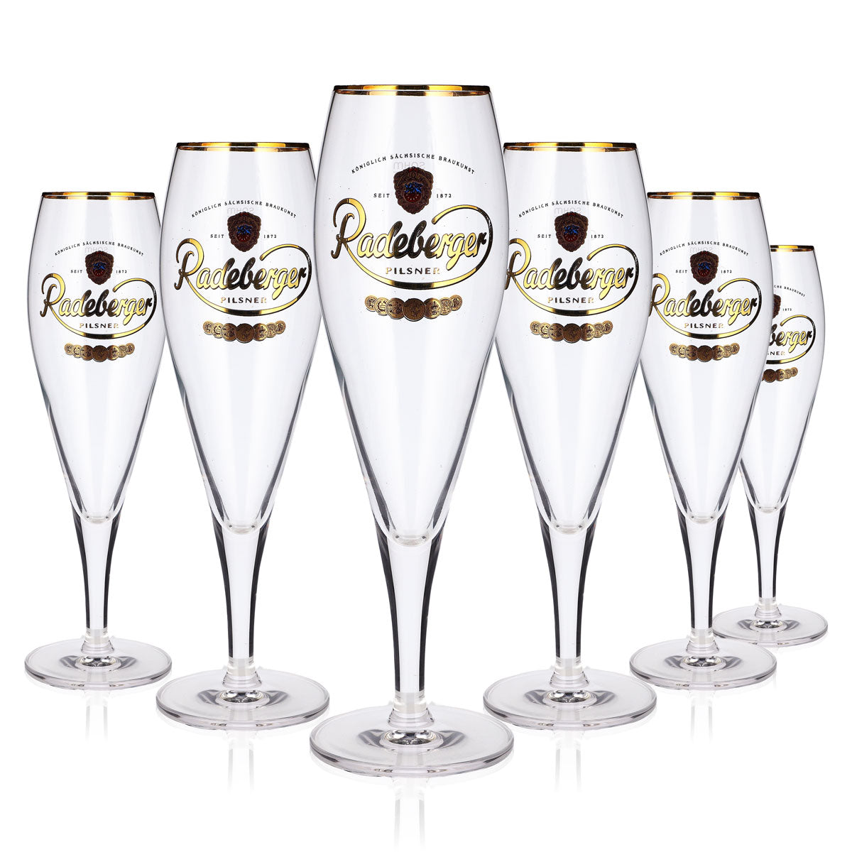 6 sztuk szklanek do piwa Radeberger 0,3 l, pucharowe, typu pilsner, Sahm, tulipanowe