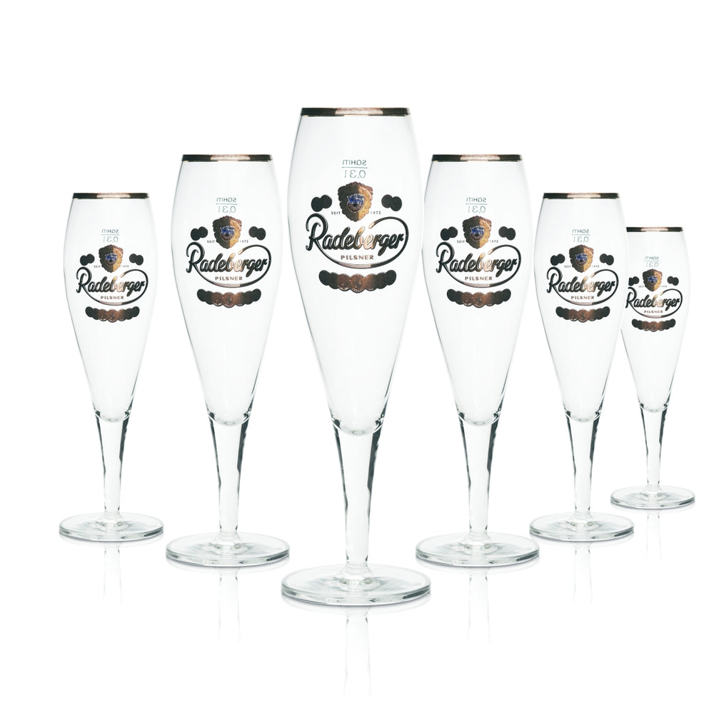 6x Radeberger szklanka 0,3l goblet tulipan złota obręcz szklanki do piwa Gastro Geeicht Pils