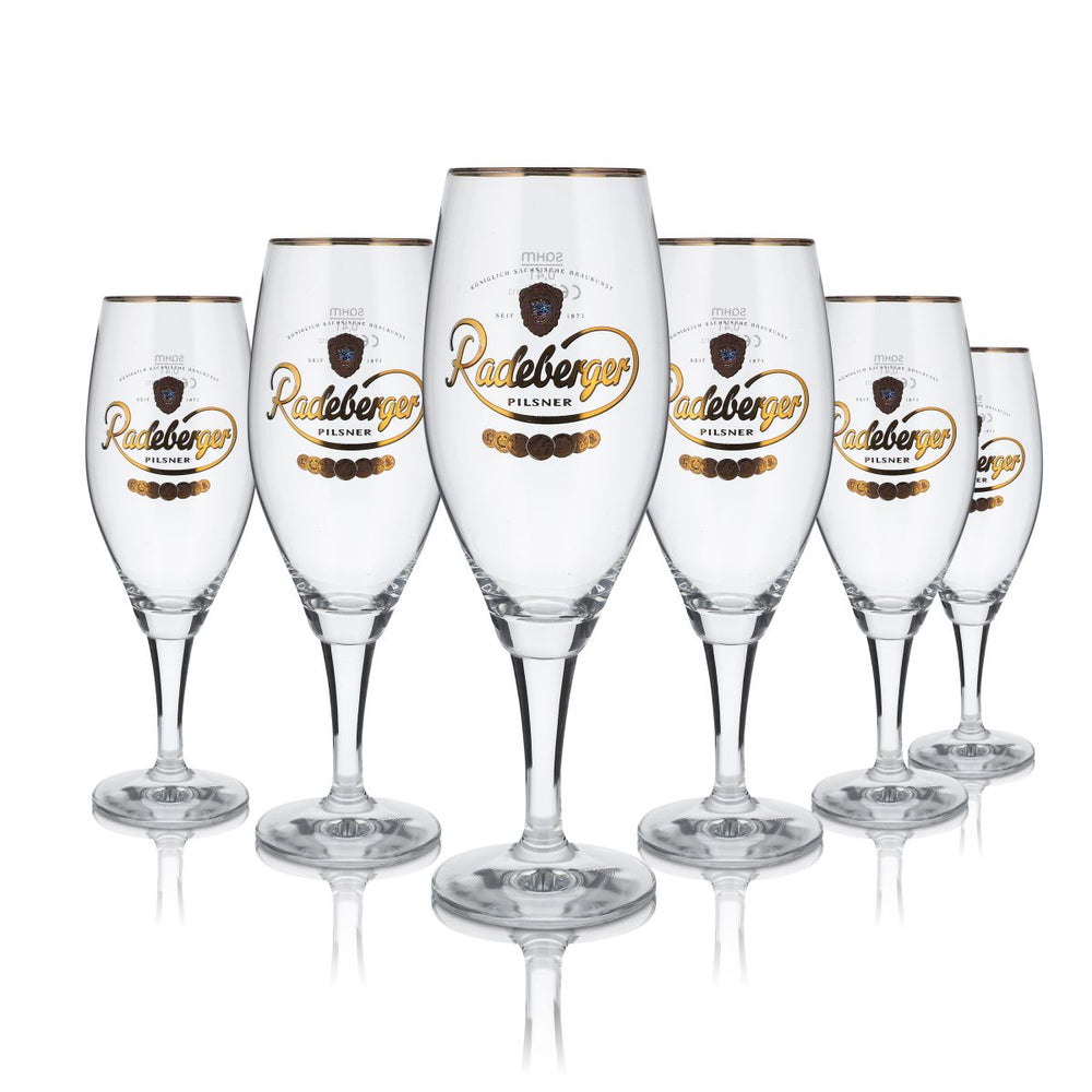 6x Radeberger Szklanka 0,4 l Szklanka do piwa typu pilsner Szklanka w kształcie pucharu Zestaw szklanek do piwa Browar