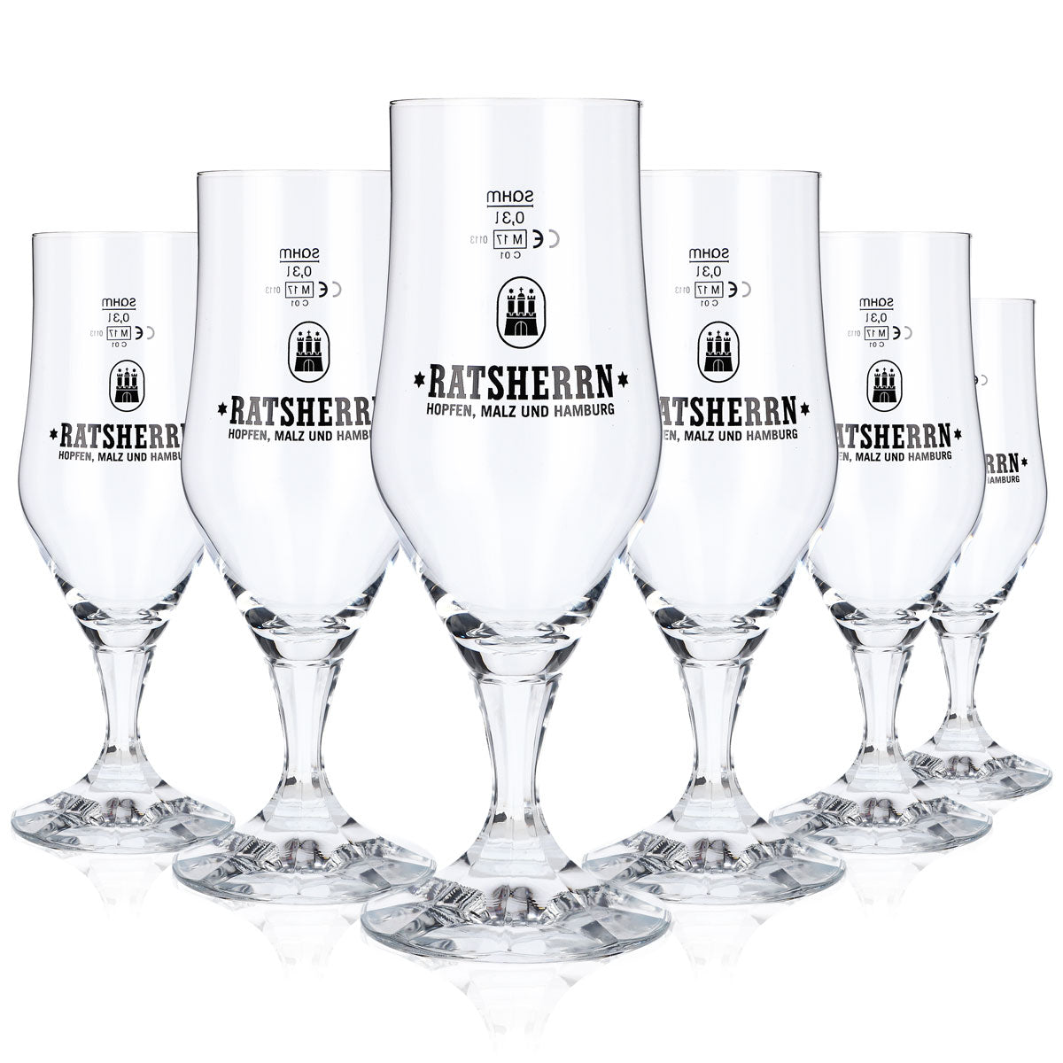 6x szklanka Ratsherrn 0,3 l Hammerburg Beer Tulip Cup Glass Set Browar Hamburg – Widok 2