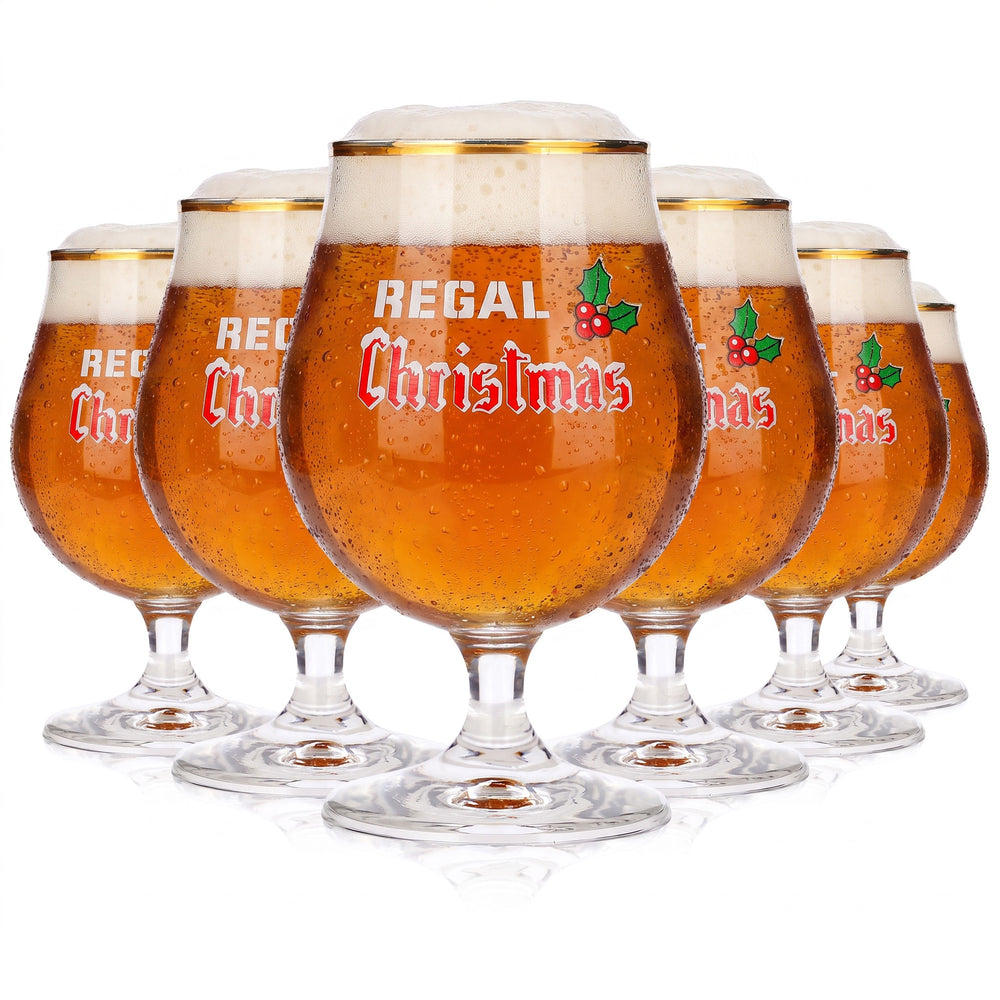 6 szklanek do piwa „Christmas Pokal” o pojemności 0,5 l z złotą obwódką marki Durobor (zestaw 6 sztuk)