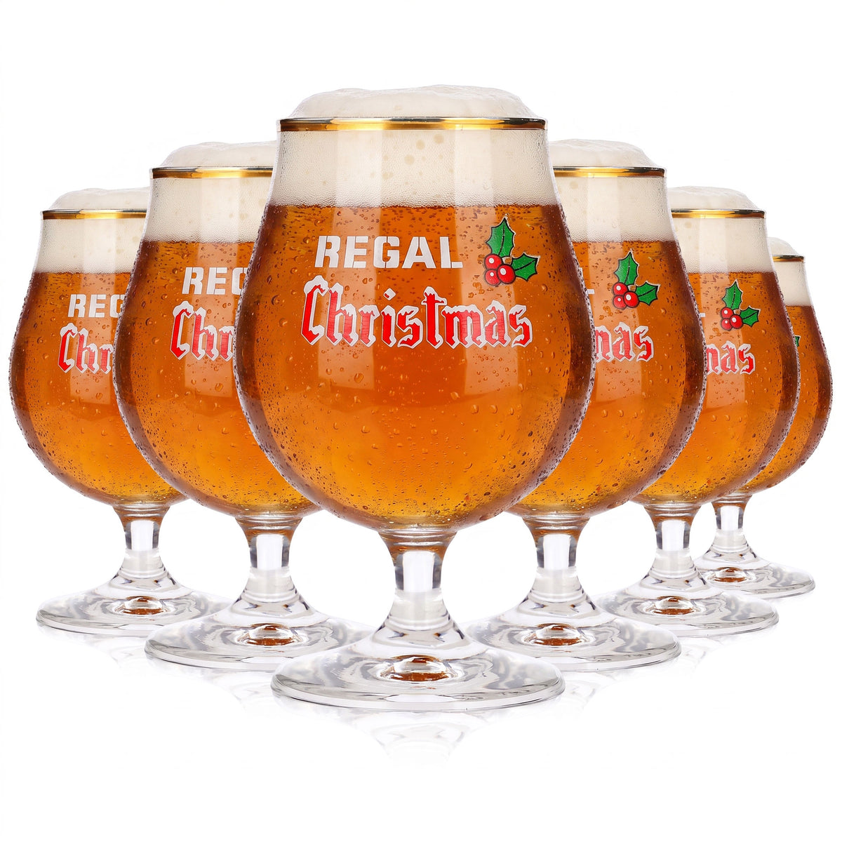 6 szklanek do piwa „Christmas Pokal” o pojemności 0,5 l z złotą obwódką marki Durobor (zestaw 6 sztuk)