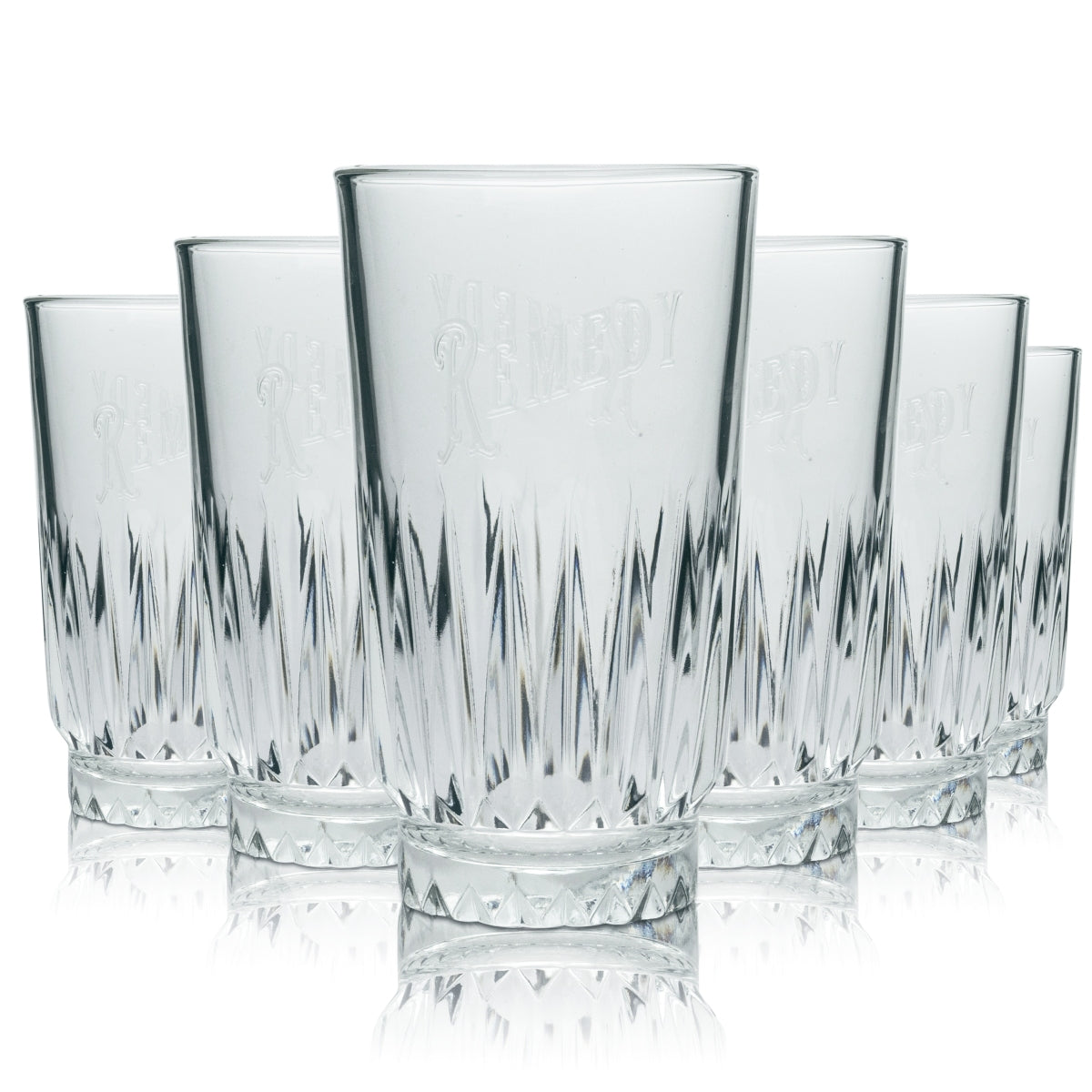 6x Remedy Rum Glass 0.4l Longdrink Highball Glasses Relief Cocktail Pineapple Contour