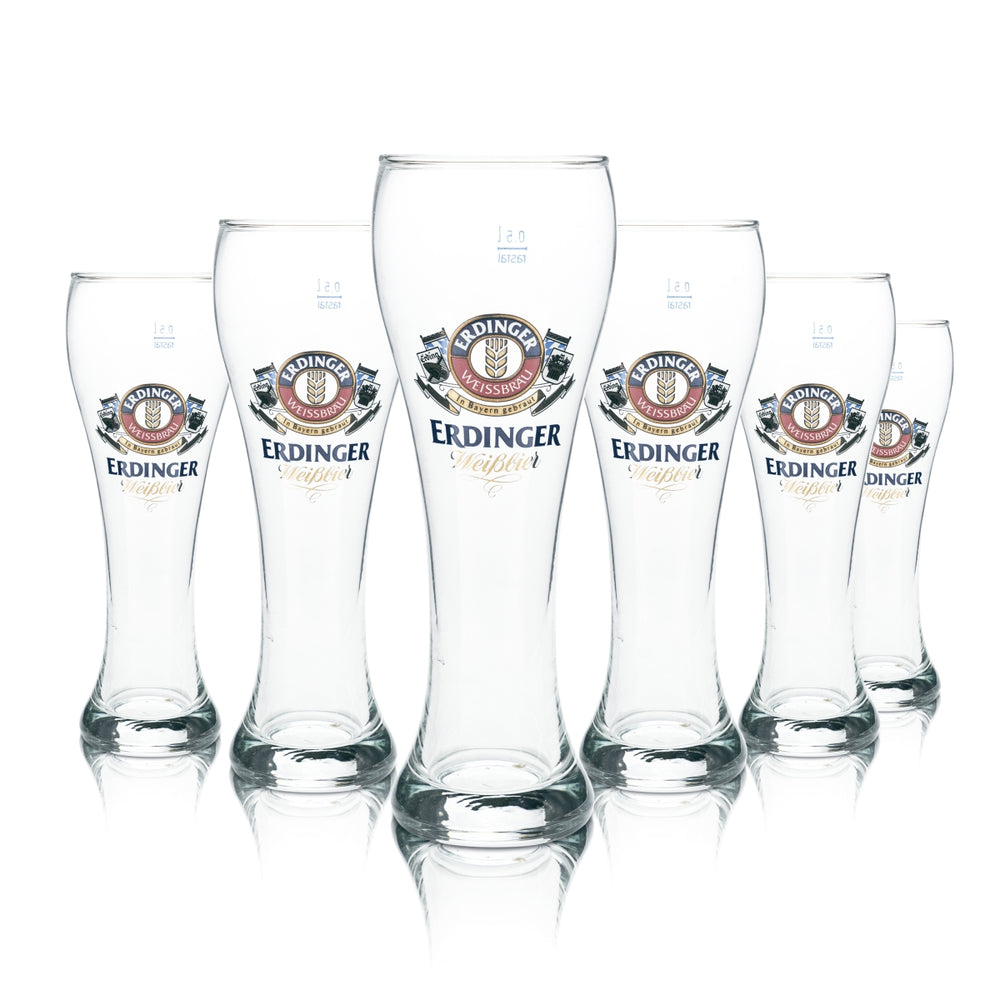 6x retro szklanki do piwa Erdinger Weißbier – zestaw szklanek do piwa pszenicznego o pojemności 0,5 l, wzór Bawaria