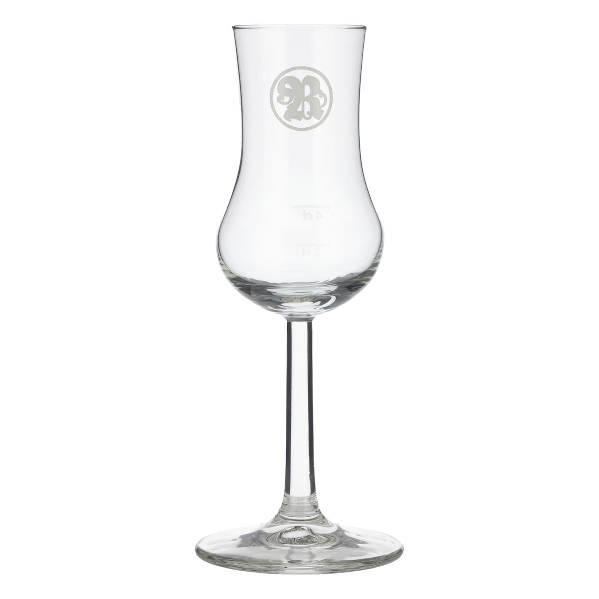 6x kieliszki do sznapsa Roner, szkło 2 cl/4 cl, kieliszek do grappy „R” z białym logo Rastal – Widok 2