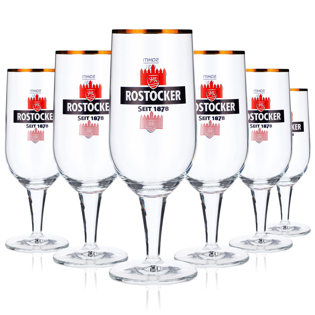 6x szklanki do piwa Rostocker 0,3 l, szklanki z złotym brzegiem Sahm Moritz – Widok 5