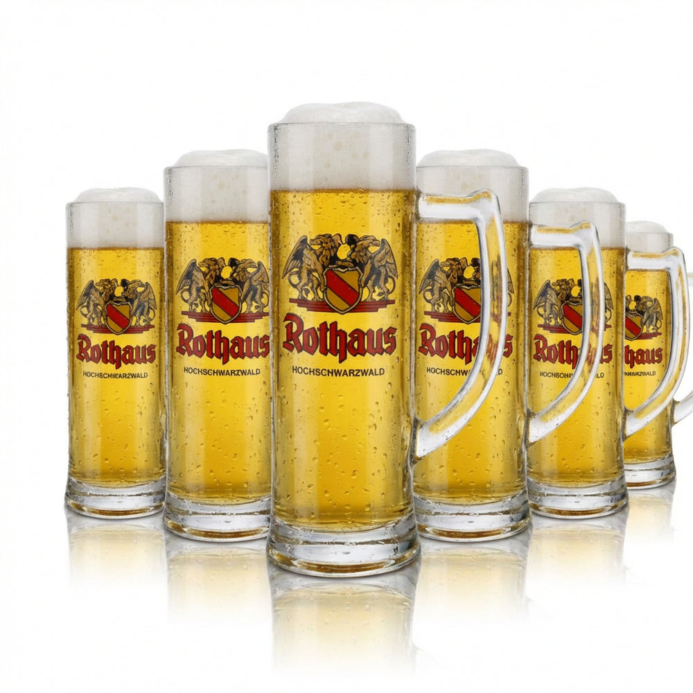 6x kufel do piwa Rothaus, szklany, 0,3 l, Seidel Humpen Tannenzäpfle, browar w Badenii