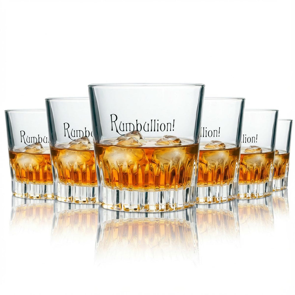 6x Rumbullion Glass 0.2l Tumbler Relief Ableforth Glasses Spiced Rum Cocktail Bar