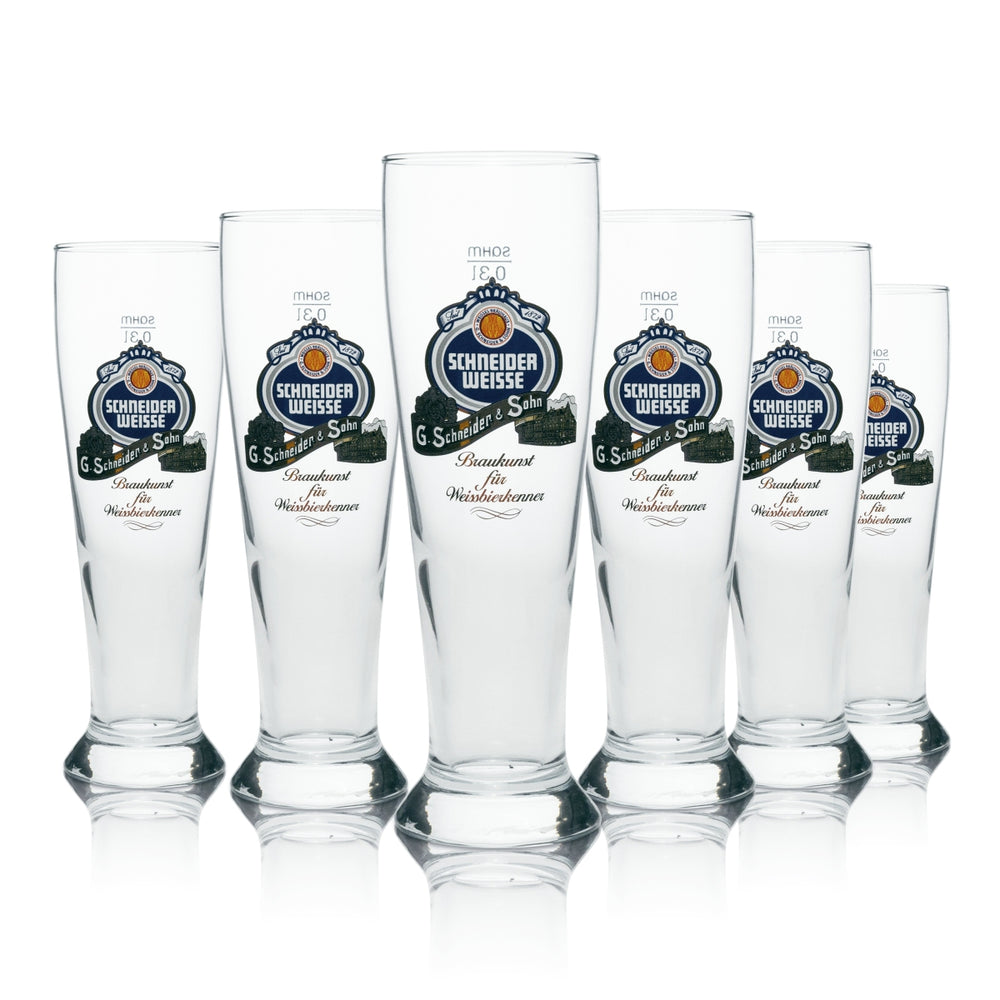 6x Schneider Weisse Szklanka do piwa pszenicznego 0,3 l Hefe Kristall Szklanki do piwa pszenicznego Kalibrowane Gastro