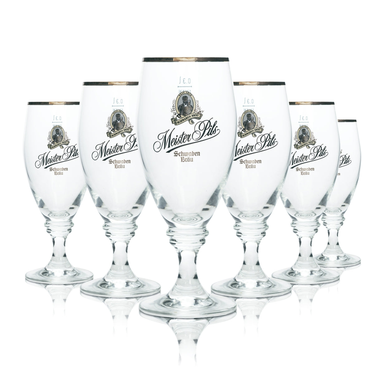 6x Schwaben Bräu szklanka do piwa 0.3l kieliszek Meister Pils szklanki tulipan szkło na nóżce browar