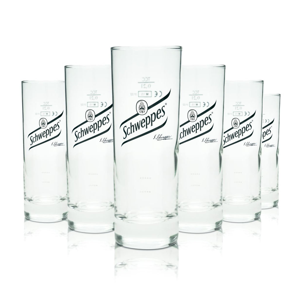 6x Schweppes szklanka 0,2l bar goblet zestaw lemoniada napój bezalkoholowy gastro dąb