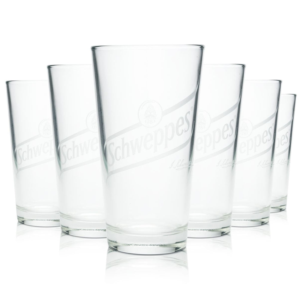6x szklanka do napojów Schweppes 0,3l Willi szklanki w kształcie litery V do napojów gazowanych typu long drink