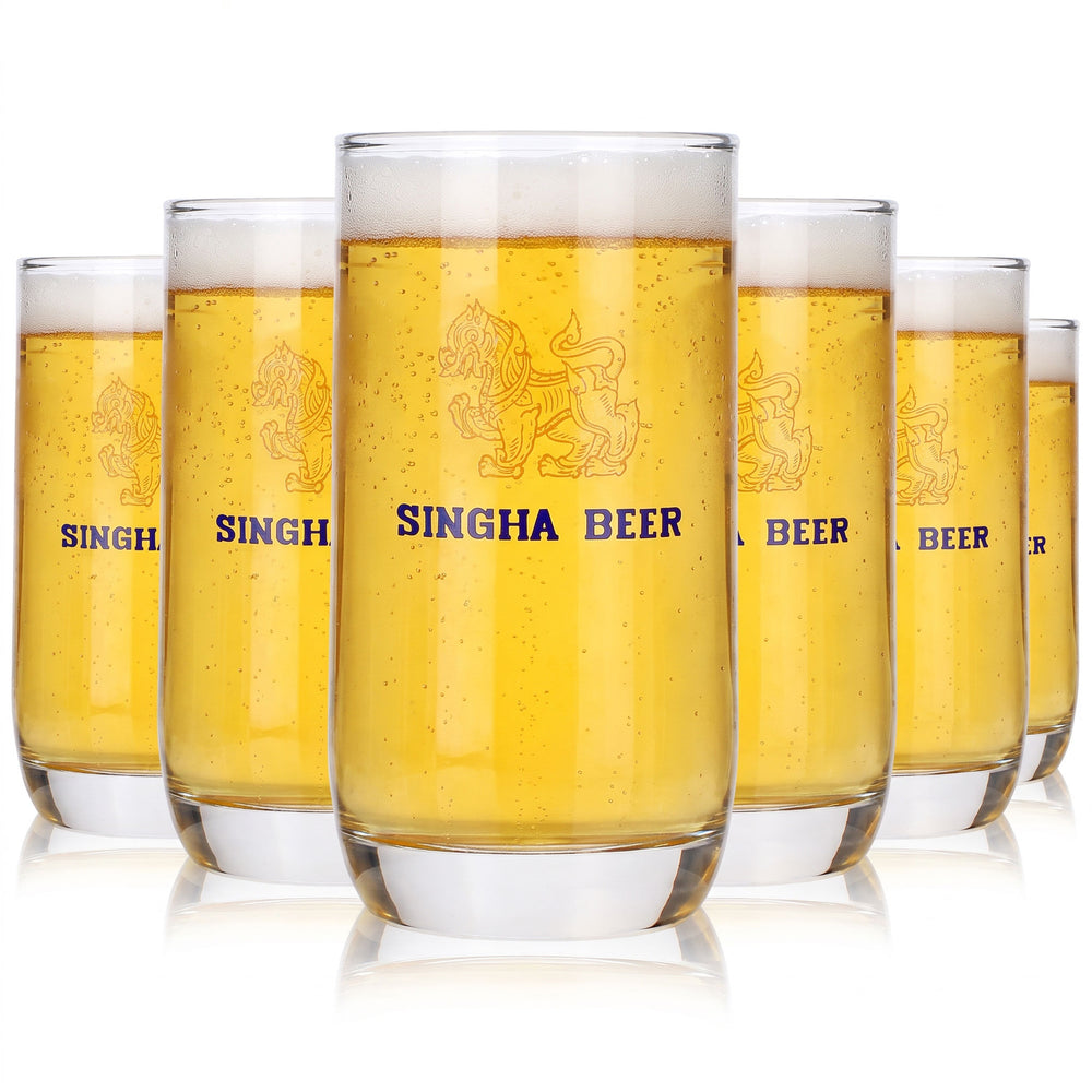 6 szklanek do piwa Singha o pojemności 0,3 l – szklanki do piwa Singha (zestaw 6 sztuk)