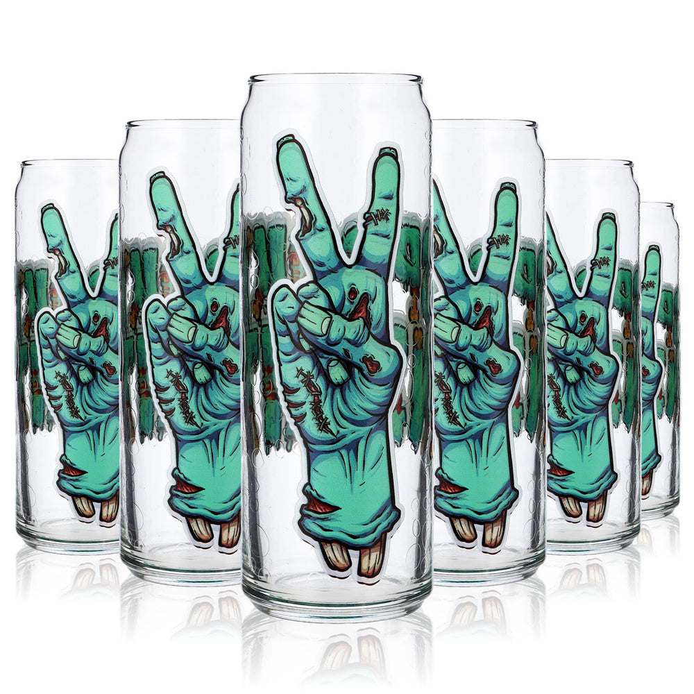6x szklanka Sipply z motywem Halloween Zombie Hands jako nadruk UV Can Glass 370ml
