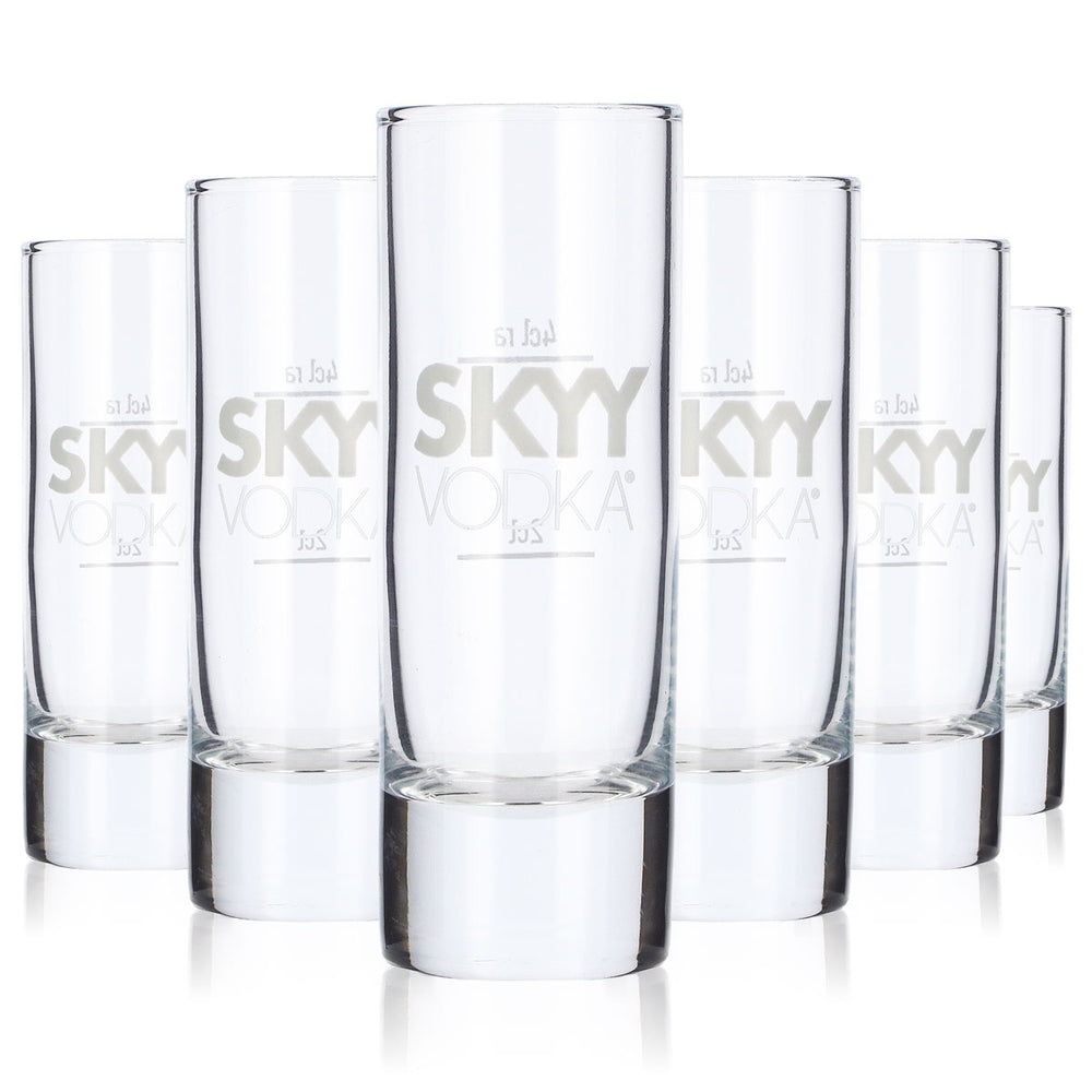 6 szt. kieliszków do wódki Skyy o pojemności 4 cl z „białym logo” – kieliszki Rastal