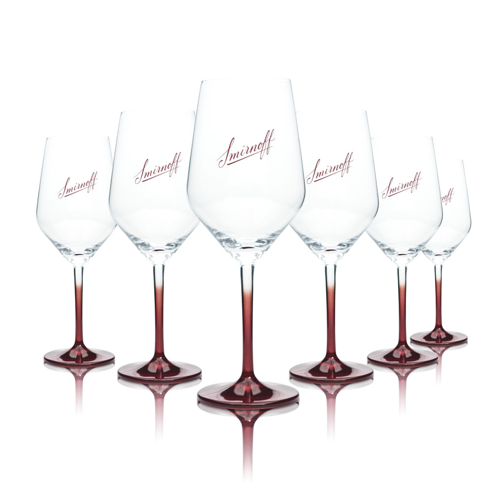 6x Smirnoff Vodka Glass 0,4l Goblet Cocktail Longdrink Wine Glasses Bar Pub