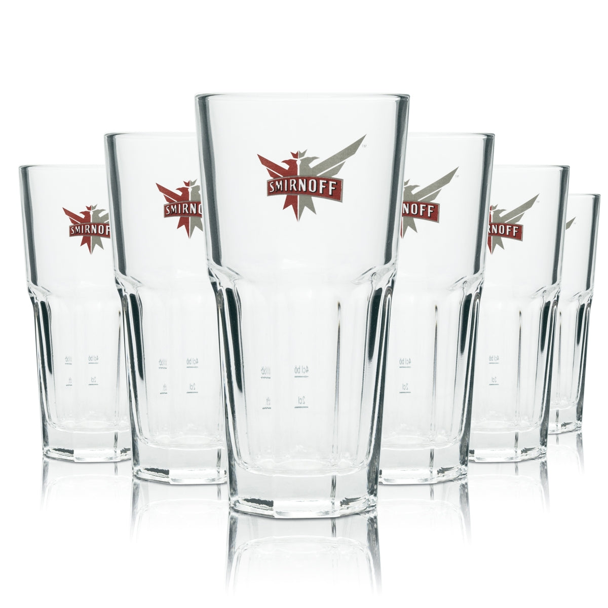6x Smirnoff Vodka Glass Longdrink Harley 31cl Kieliszki koktajlowe do wódki Bar 2cl+4cl