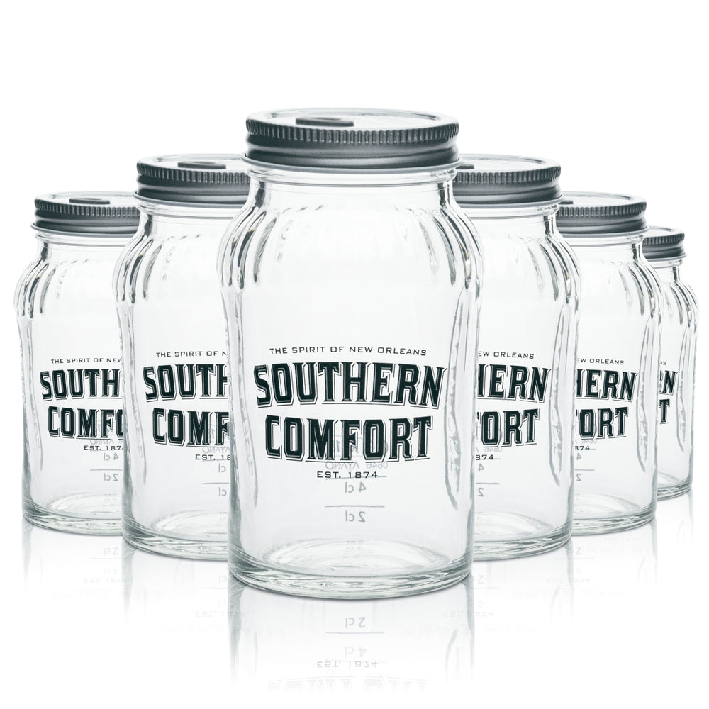 6x Szklany słoik Southern Comfort Mason Jar 0,33l z pokrywką Kieliszki koktajlowe Longdrink