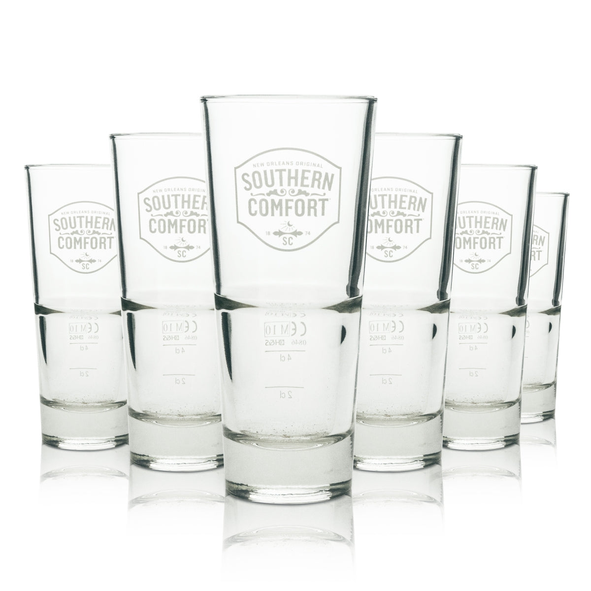 6x Szklanka do whiskey Southern Comfort long drink białe logo 296ml