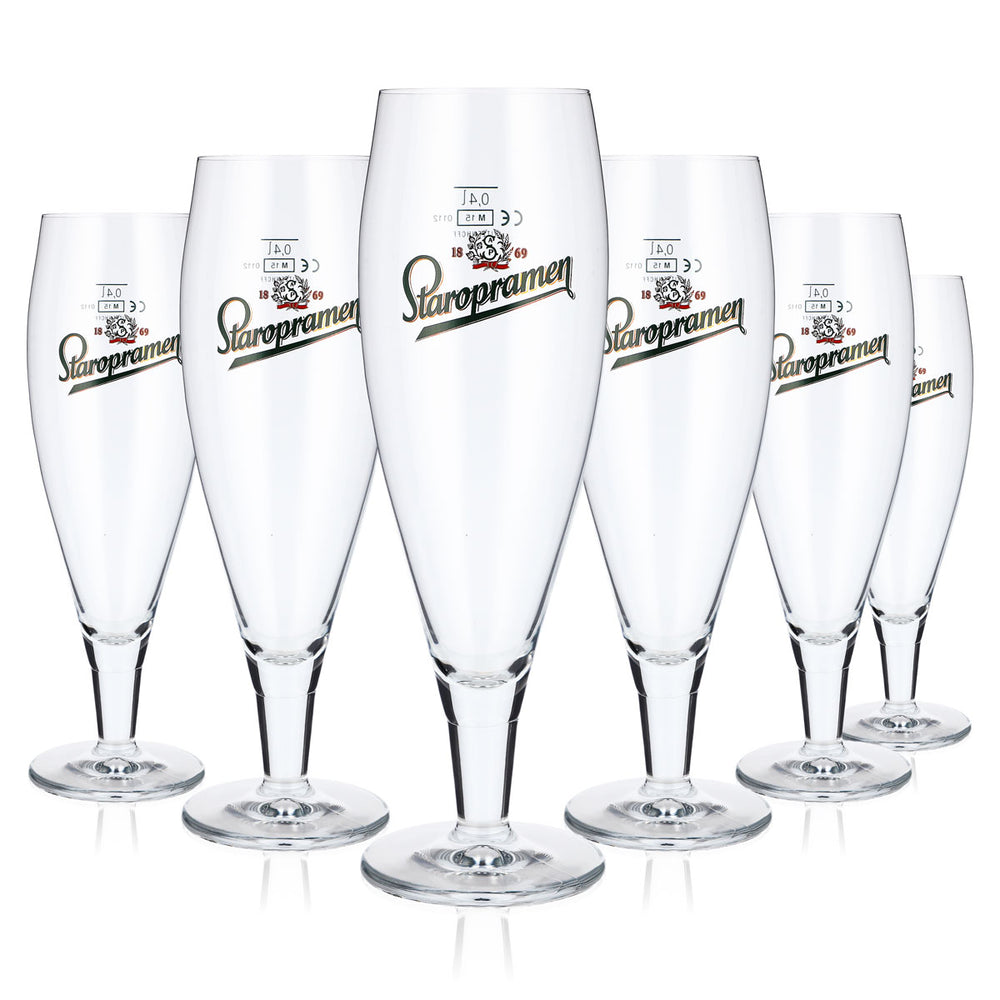 6 szklanek do piwa Staropramen o pojemności 0,4 l, w kształcie tulipana, marki Ritzenhoff (zestaw 6 sztuk)