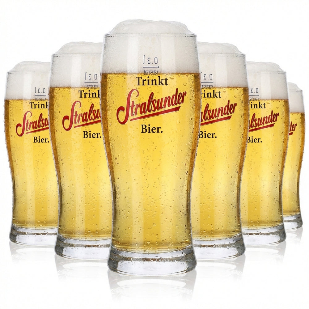 6 szklanek do piwa Willibecher Stralsunder Glas 0,3 l, zestaw browaru Hanseatische Brauerei