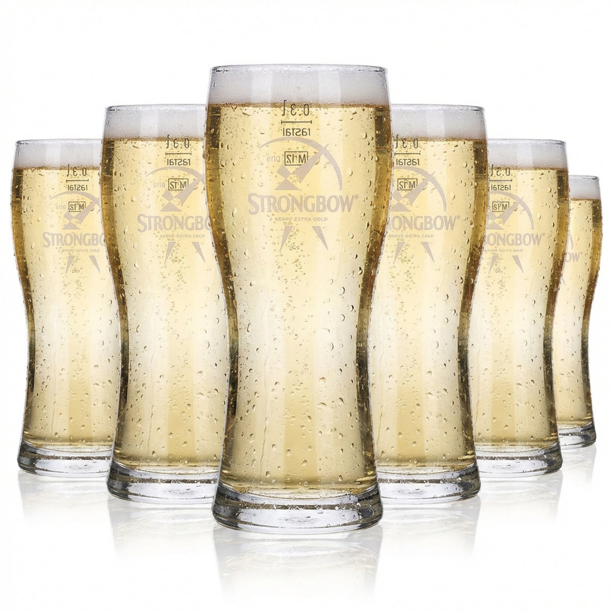 6x Strongbow Cydr Szklanka 0,3 l Białe logo rastal Bavaria