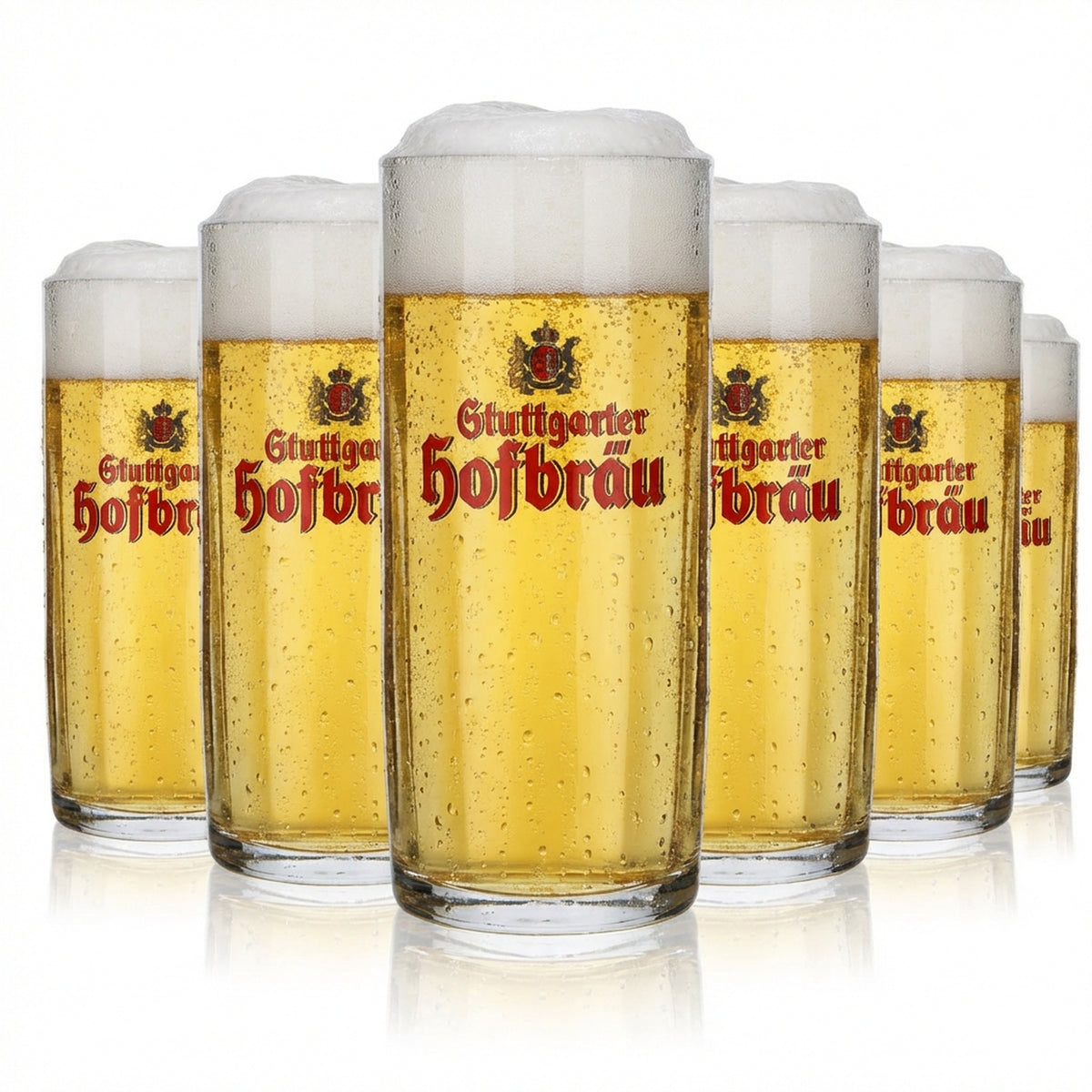 6x szklanka do piwa Stuttgarter Hofbräu 0,5 l, kufel piwny Humpen Moldau, zestaw szklanek Seidel
