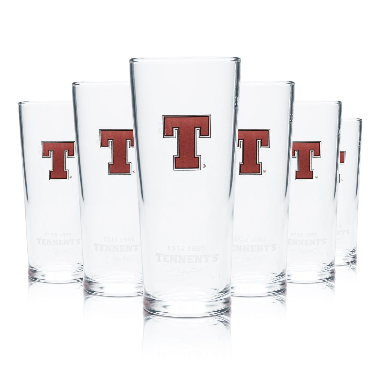 6x Tennent's Beer Glass 0.25l Goblet Cup Glasses Calibrated Gastro Beer Wellpark Brew