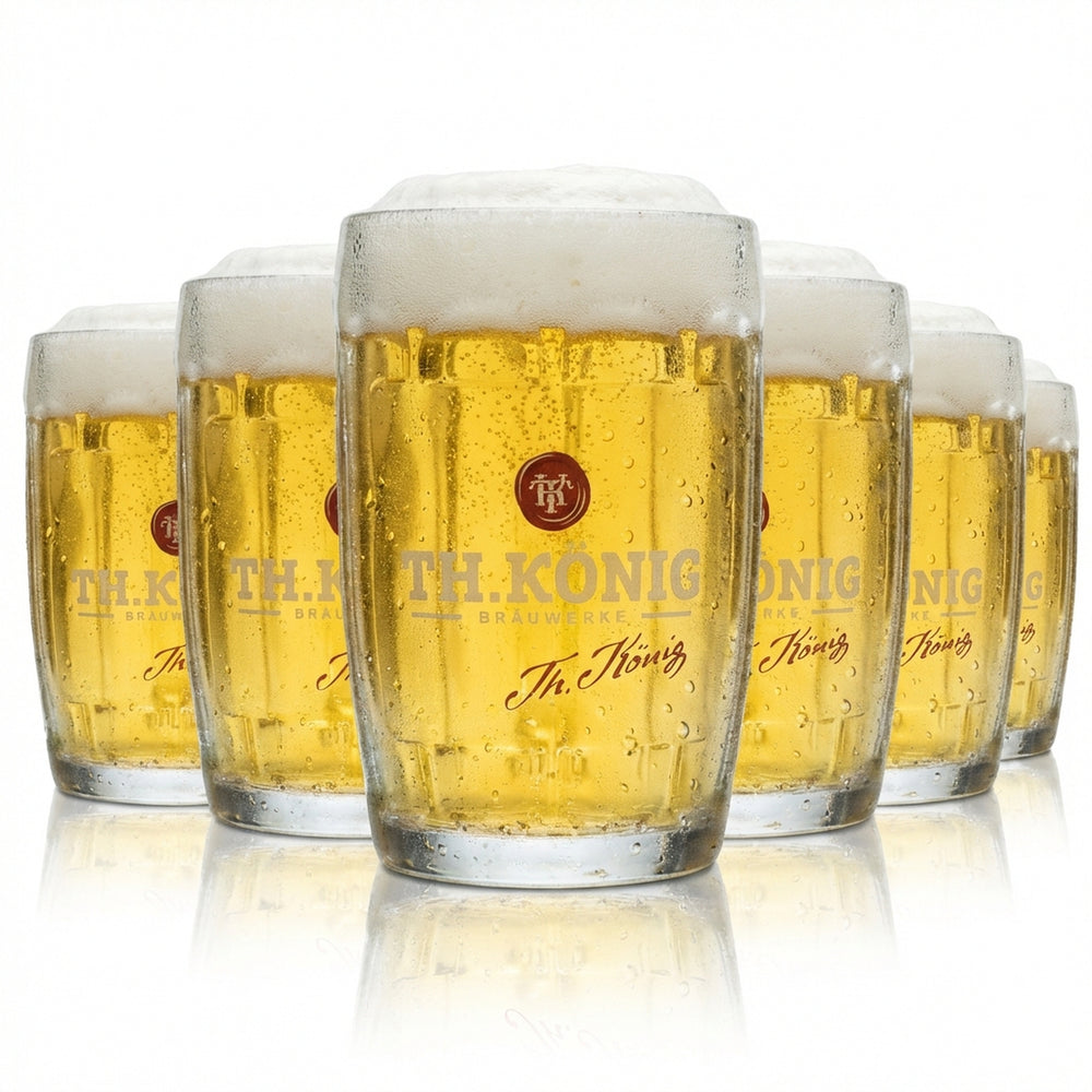 6x Theodor König Szklanka do piwa 0,5l Tankard Pitcher Seidel Contour Relief Glasses Zwickl