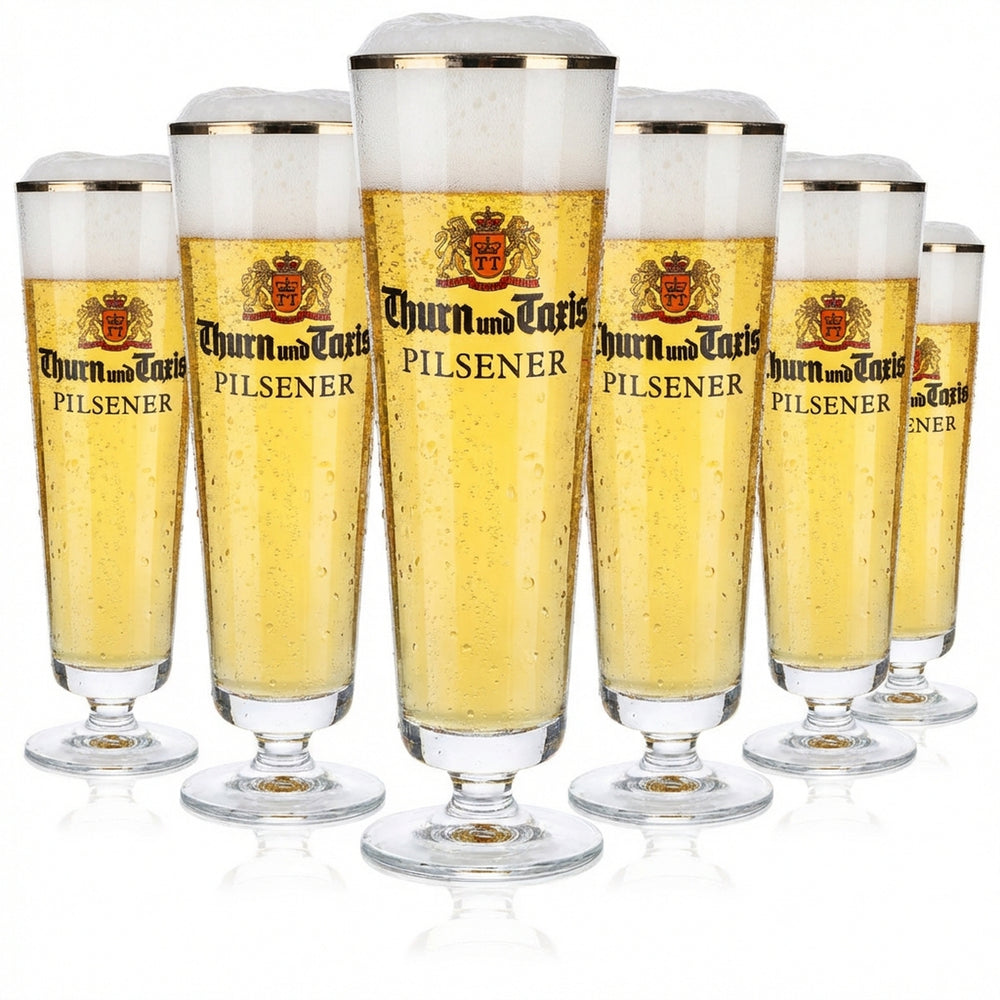 6x Thurn & Taxis Szklanka do piwa Szklanka do piwa typu puchar 0,4 l Puchar Tulipan Złota obwódka