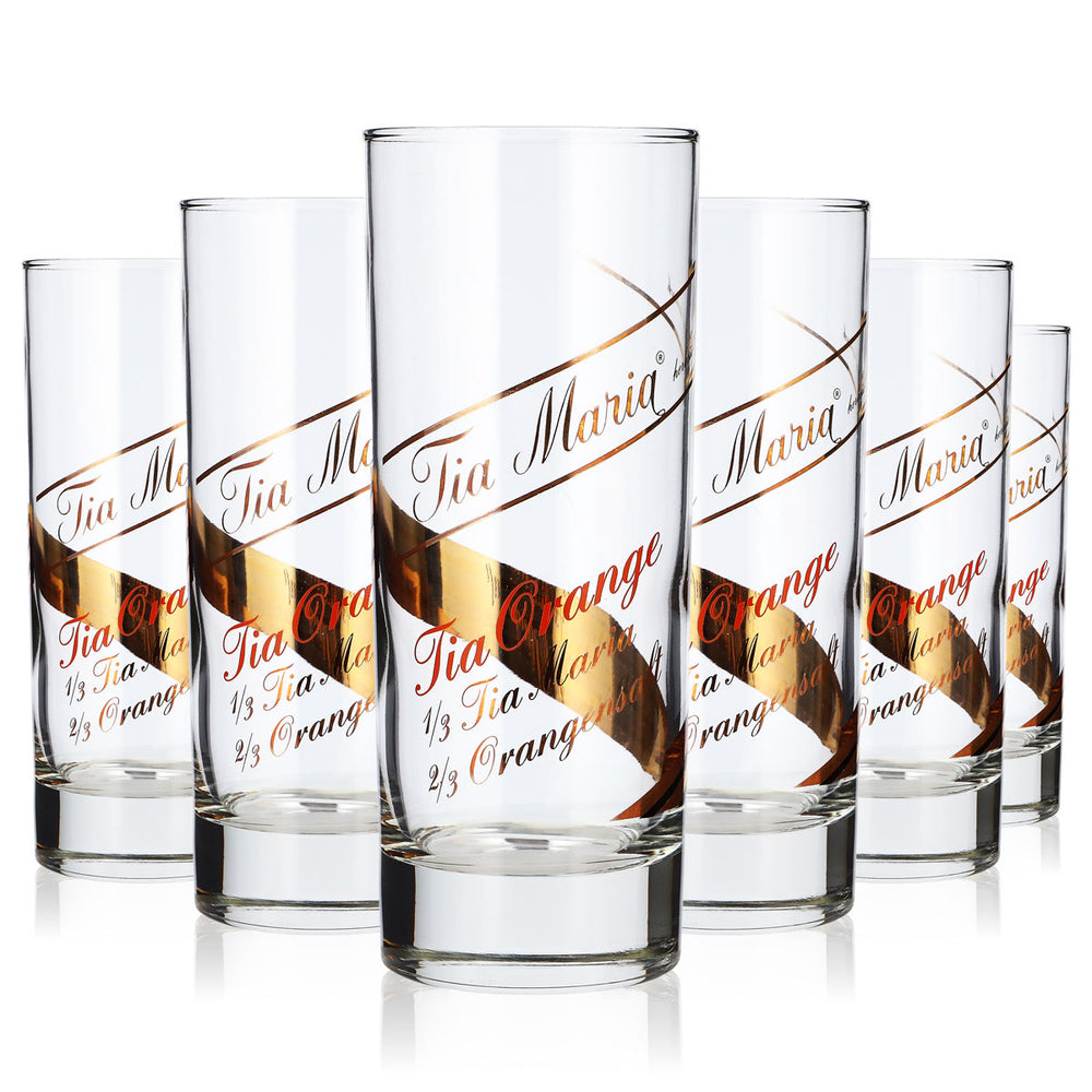 6 szklanek do likieru Tia Maria, 0,32 l, szklanki do drinków typu long drink, szklanki koktajlowe Tia Orange (zestaw 6 sztuk)
