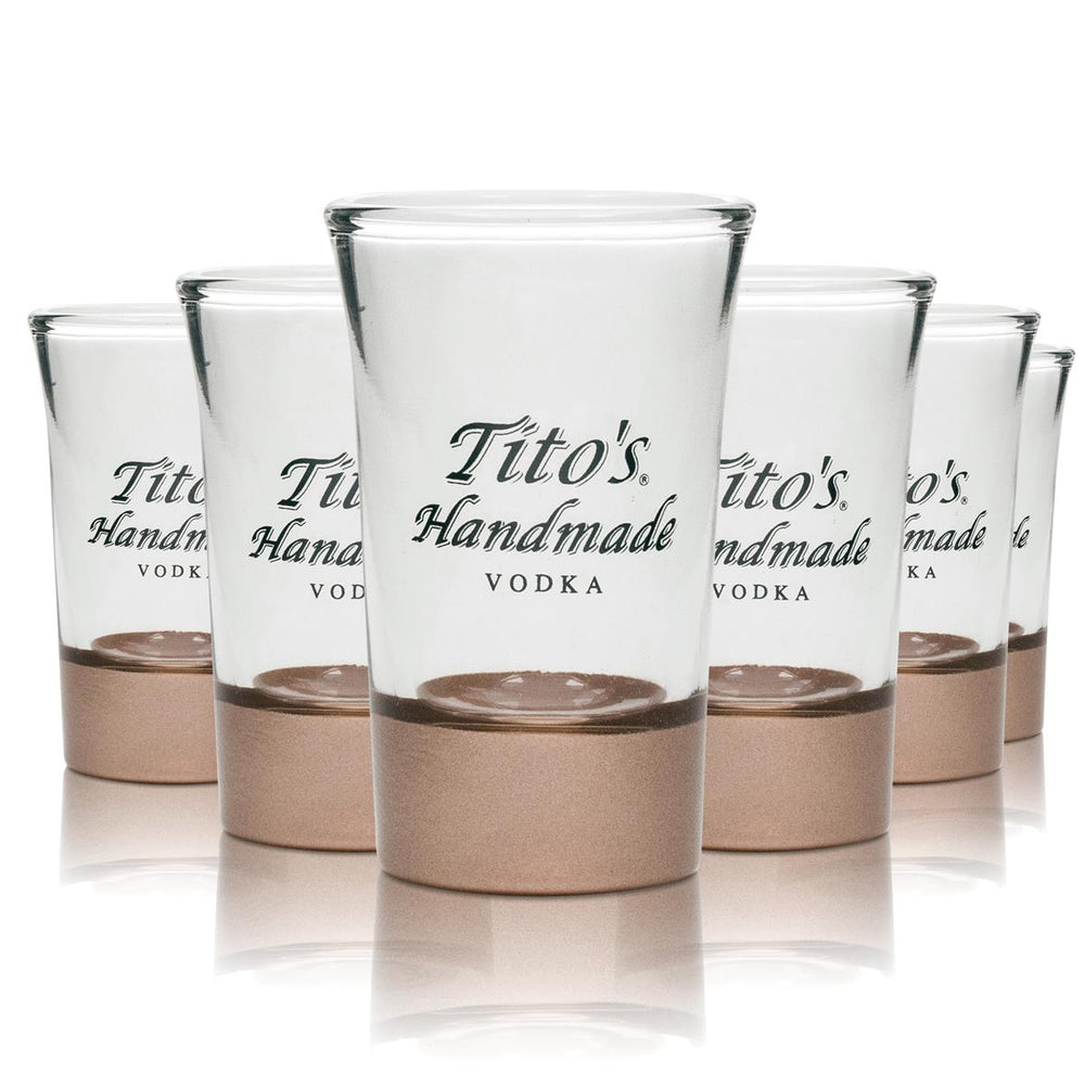 6x kieliszek do wódki Titos 2cl Shot miedziana podstawa