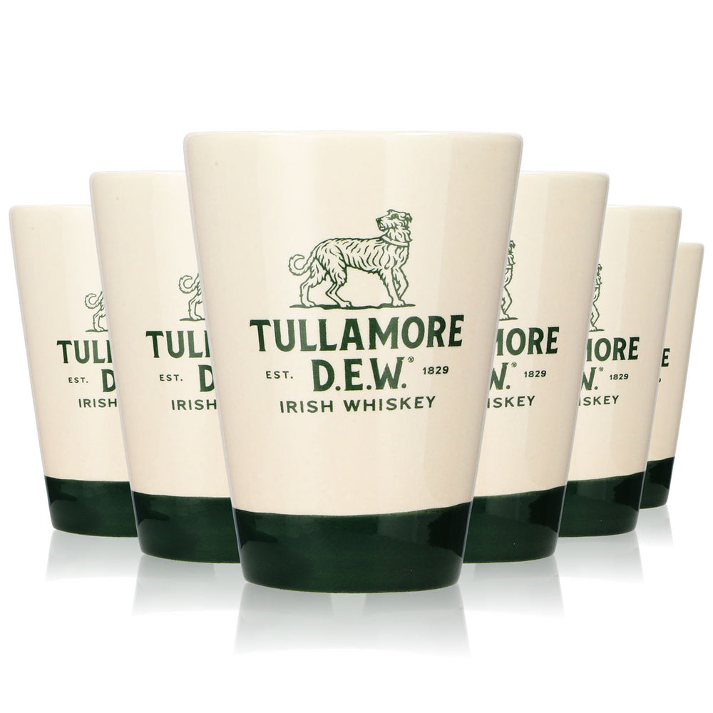 6x Tullamore Dew Whisky Szklanka do shotów Stamper Kamionka Szklanka gliniana 0,09 l