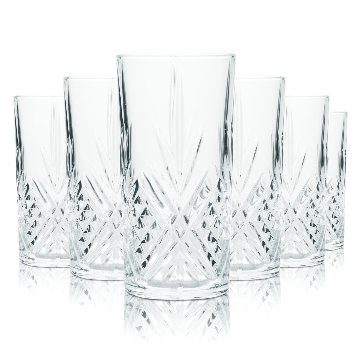 6x Uncle Vals Glass 0,38l Longdrink Cocktail Gin Tonic Contour Relief Glasses Oak