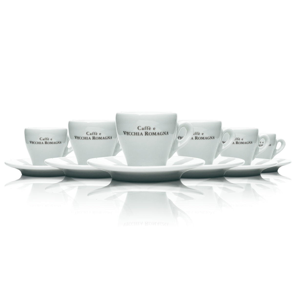 6x Vecchia Romagna Brandy filiżanka + spodek 50ml Nuova Point talerzyk Espresso
