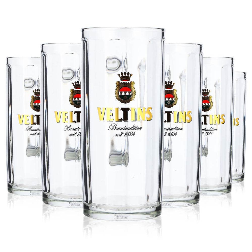 6 szklanek do piwa Veltins o pojemności 0,25 l, model „Krug Sahm Moldau” (zestaw 6 sztuk)