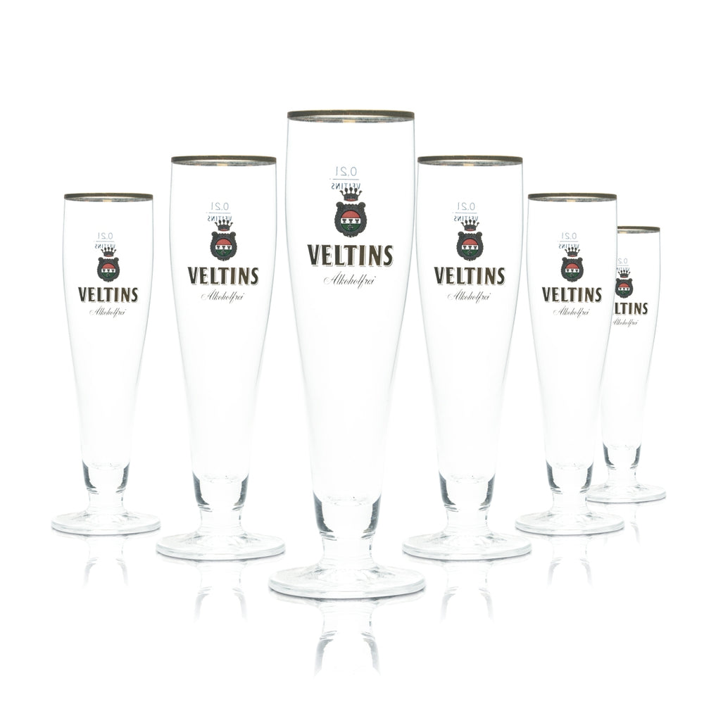 6x szklanka do piwa Veltins 0,2l goblet tulipan bezalkoholowa szklanka ze złotym brzegiem Gastro Pils