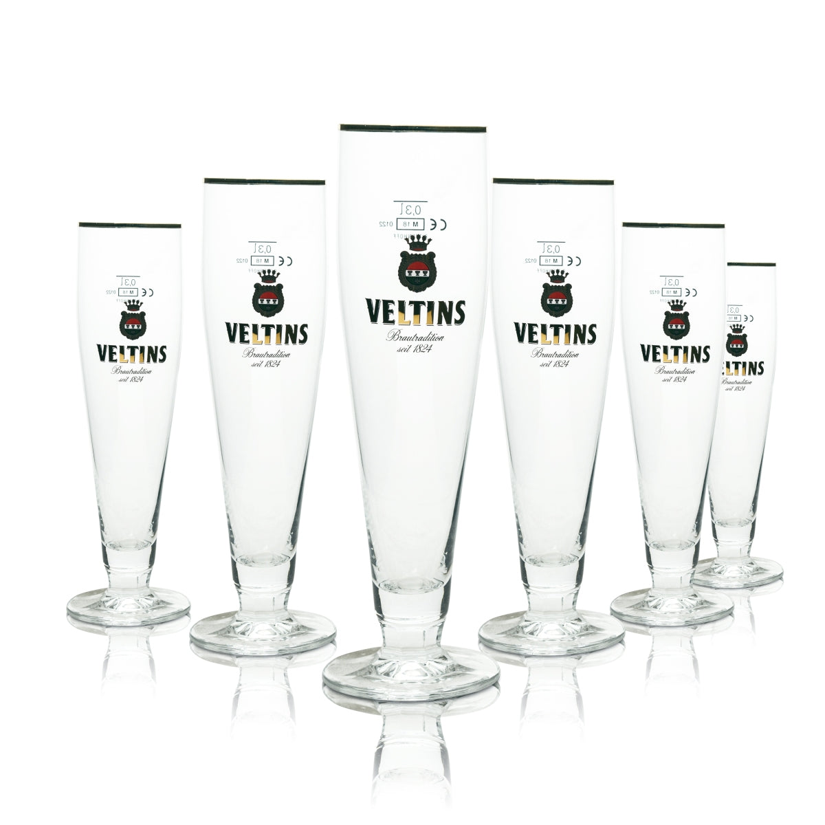 6x Veltins szklanka do piwa 0,3l goblet złota obręcz Ritzenhoff tulipan szklanki Pils Export