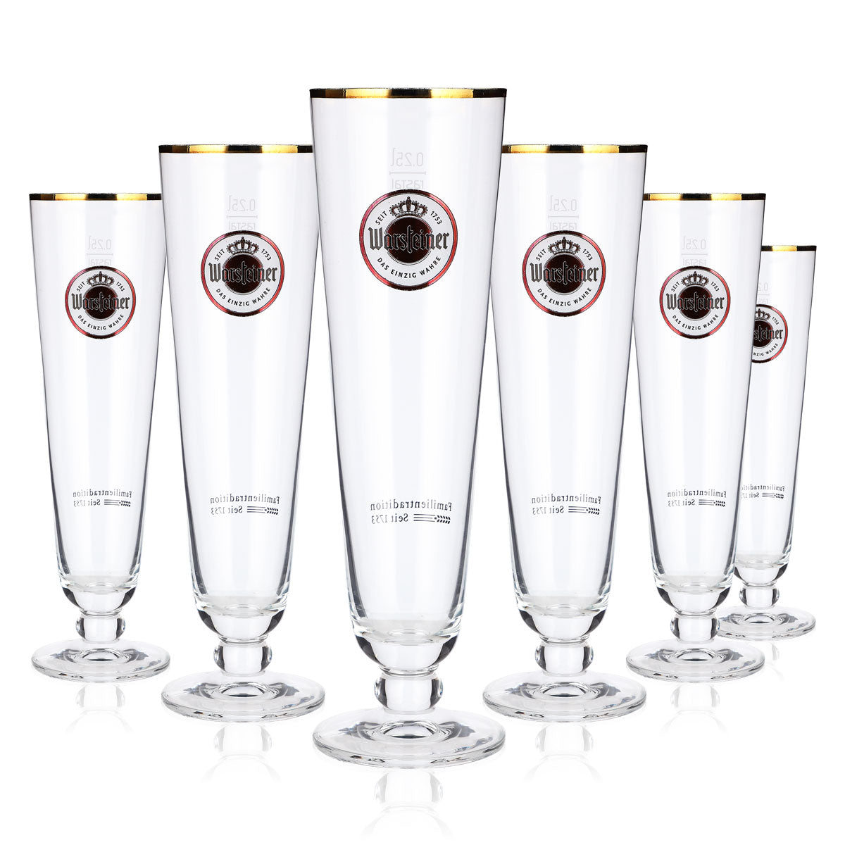 6x Szklanka do Piwa Warsteiner 0,25l Tulip Ekskluzywne Szklanki do Piwa Browar Złota Obręcz