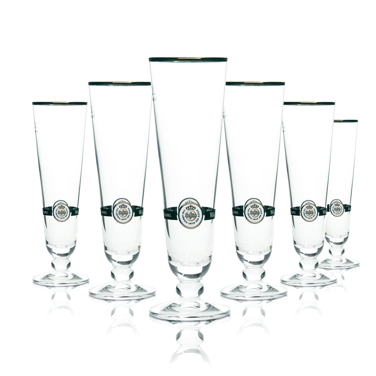 6x Warsteiner Beer Glass 0.2l Goblet Gold Rim Pilsner Glasses Tulip Stange Beer Brew – Widok 5