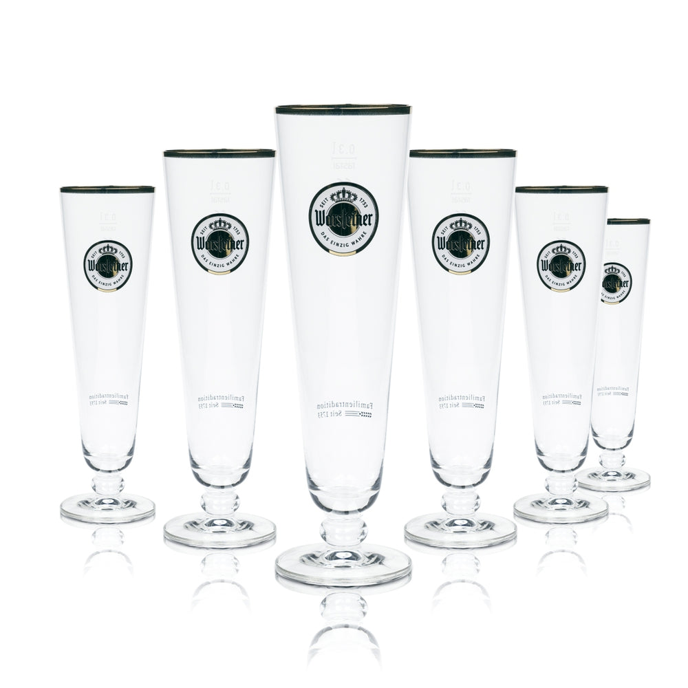 6x Szklanka do piwa Warsteiner 0,3l Tulip Ekskluzywne szklanki do piwa Browar Złota Obręcz