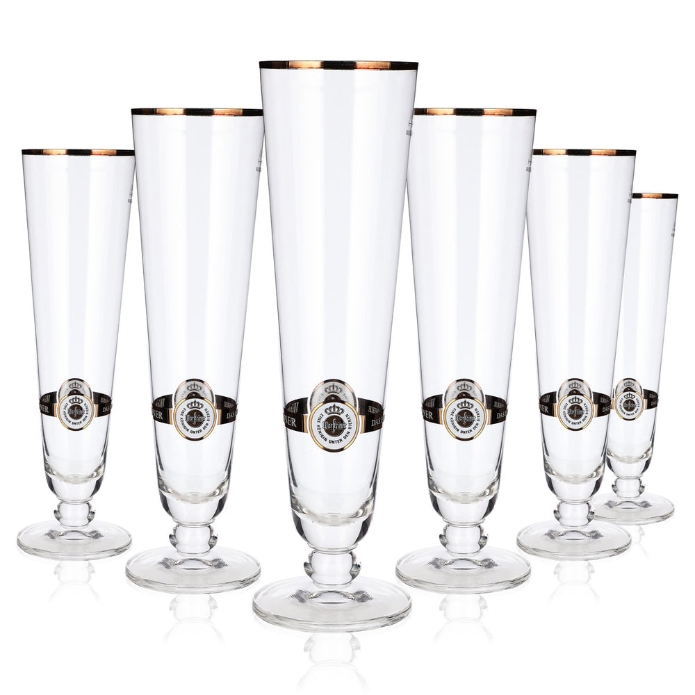 6x szklanka do piwa Warsteiner 0,4l goblet tulipan złota obręcz szklanki browar Gastro Pils