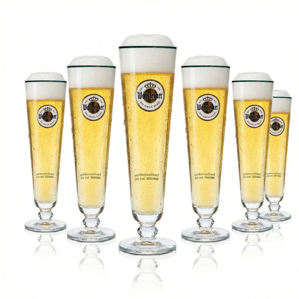 6x Szklanka do piwa Warsteiner 0,4l Tulip Exclusive Złota Obręcz