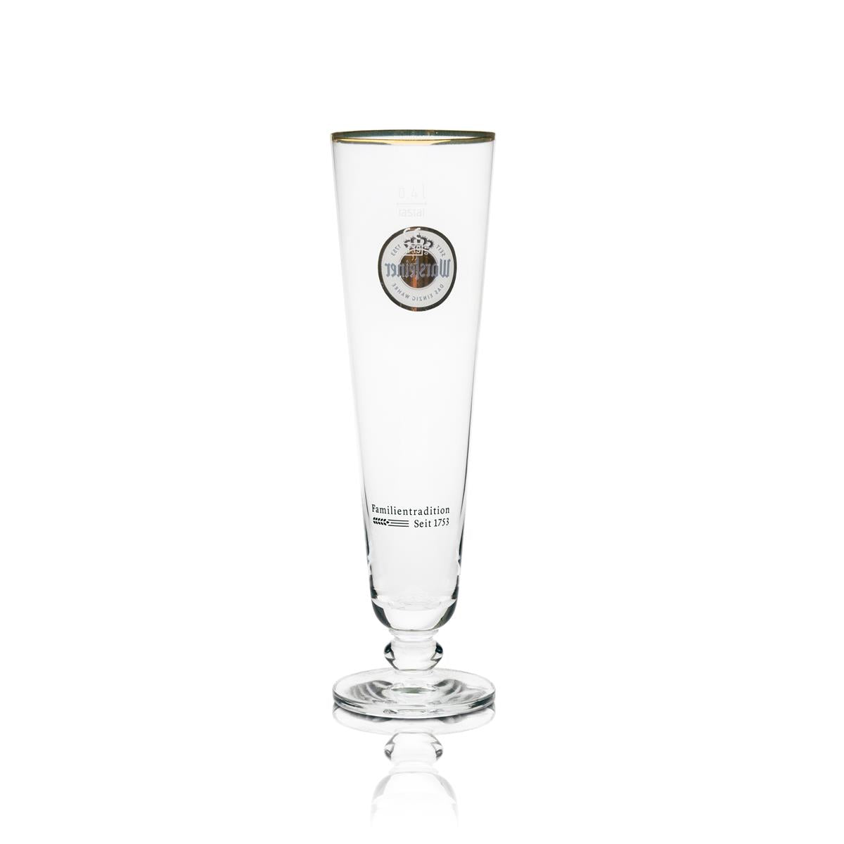 6x Szklanka do piwa Warsteiner 0,4l Tulip Exclusive Złota Obręcz – Widok 3