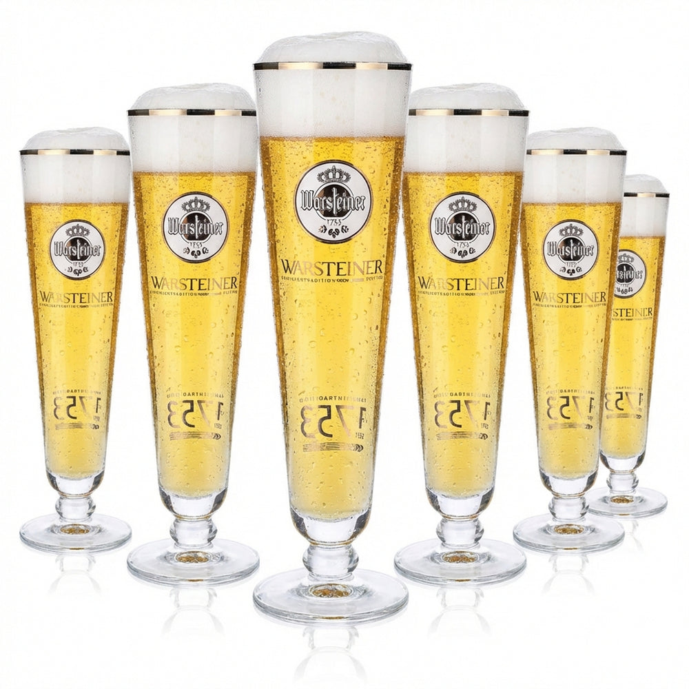 6x szklanki do piwa Warsteiner Szklanki do piwa 0,4 l Kielich 1753 białe logo