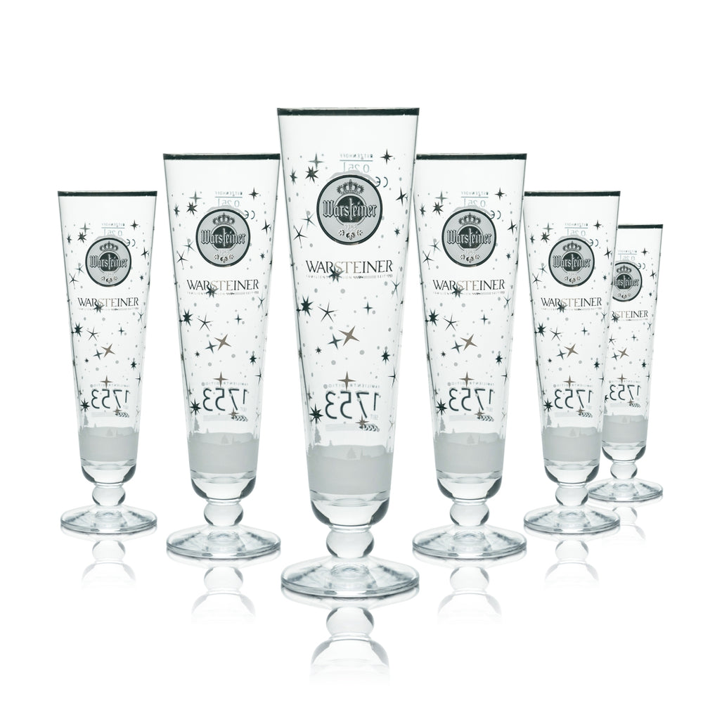 6x Warsteiner Glass 0,25l Tulip Goblet Glasses Winter Special Collector Edition 1753