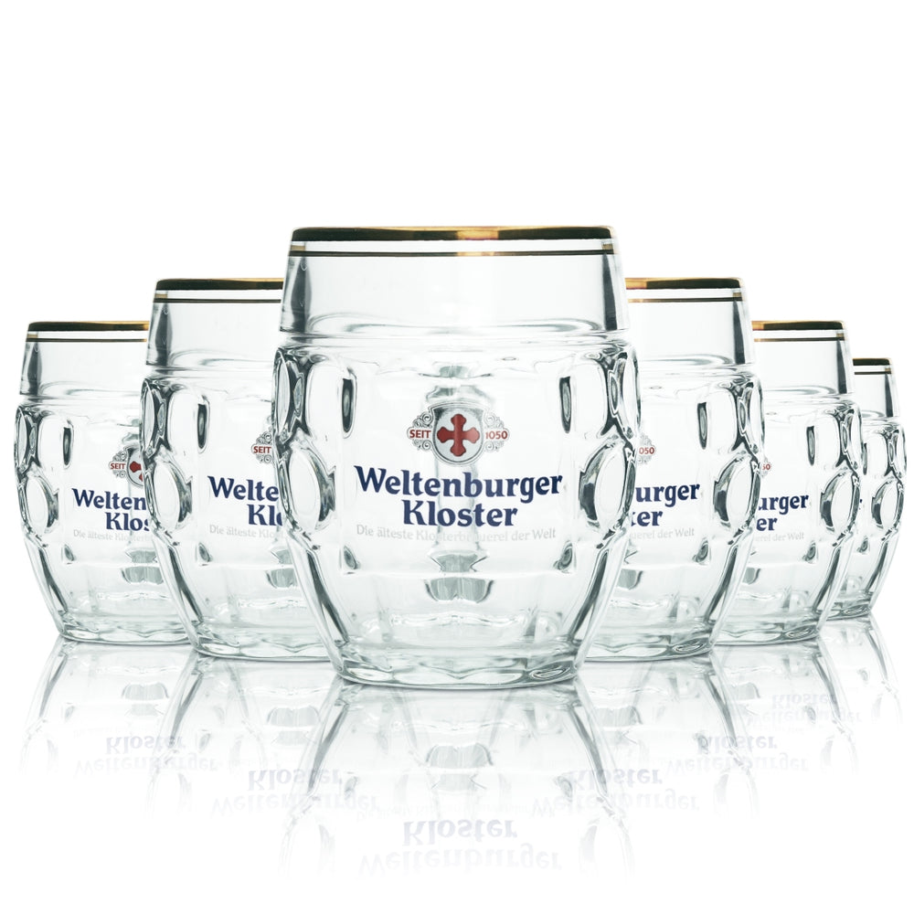 6x Szklanka do piwa klasztornego Weltenburger 0.4l kufel kufel kufel Seidel złoty brzeg szklanki dąb