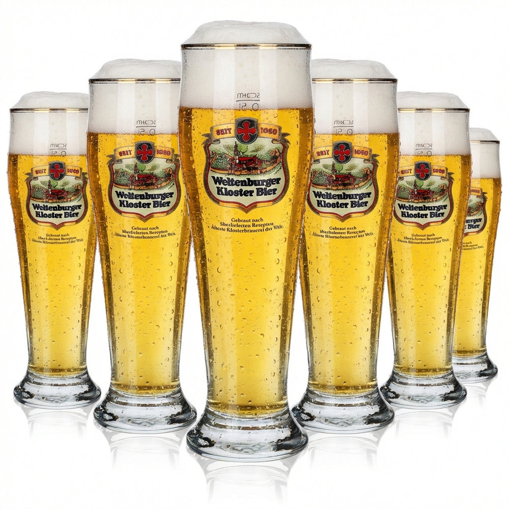 6x szklanka do piwa Weltenburger Kloster 0,5 l szklanka do piwa pszenicznego Hefeweizen Kontur zestaw szklanek